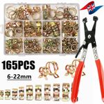 165Pcs 6-22mm Spring Clips Fuel Hose Line Water Pipe Air Tube Clamps Kit