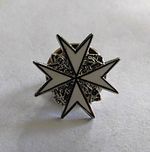 ST JOHN OF JERUSALEM LAPEL BADGE SILVER/ENAMEL BUTTERFLY PIN BACK