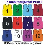 7 FOOTBALL MESH TRAINING SPORTS BIBS NUMBERED (1-7 OR number of your choice)
