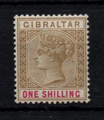 Gibraltar 1898 1/- bistre & carmine mint LHM SG45 WS45906
