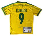 R9 RONALDO NAZARIO Rare Hand Signed Brazil Home Football Shirt #9 SPORTS UK COA