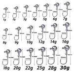 1g 2g 3g 4g 5g 10g 20g 22g 25g 28g Fishing Jig Head Hook Rigging Hook