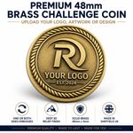 Premium 48mm Brass Challenge Coin Personalised 3D Embossed Custom Coin