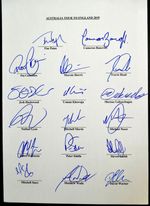 2019 AUSTRALIA cricket ASHES tour of ENGLAND teamsheet fully signed 2-2 draw