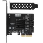 1Pcs PCI-E To 6 Ports SATA 3.0 Controller Expansion Card Adapter 6Gbps For PC