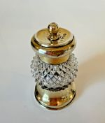 Antique Victorian Cut glass and Sterling Silver Pepper Mill Grinder. Hallmarked.