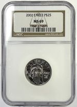 2002 $25 Platinum Eagle 1/4 oz NGC MS69 .9995 Platinum Coin