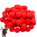Red Pom Poms for Crafts – 50 Pack 17mm Christmas Noses & Decorations