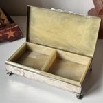 Vintage Silver Plated Onyx Effect Trinket Pot - Jewellery Storage Box MCM