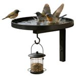 Black Iron Wall Mounted Bird Bath with Multi-Function Hanging Bracket Hook New
