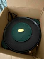 BAOSHISHAN Round Indoor Electric Tabletop Grill, Adjustable Temp, Green/Black