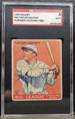 Taylor Douthit (REDS) signed 1933 Goudey autographed card-SGC slabbed