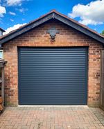 Grey Metal Manual Roll-Up Roller Shutter Garage Door Single Door 7ft x 8ft
