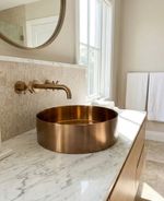 Brushed Copper Round Countertop Bathroom Basin Vessel Sink Stainless Steel