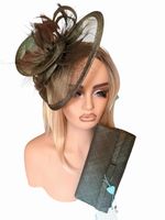 Max And Ellie Expresso Brown Fascinator And Bag Set RRP120 New