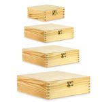 Wooden Treasure Chest Boxes with Metal Clasp - Crafting, Gifts, Storage - Sizes
