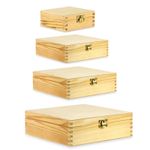 Wooden Treasure Chest Boxes with Metal Clasp - Crafting, Gifts, Storage - Sizes