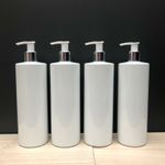BULK White PET Plastic Bottle Chrome Silver Pump Mrs Hinch 500ml Dispenser