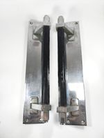 Large industrial Art Deco chrome rubberised pull door handles reclaimed silver