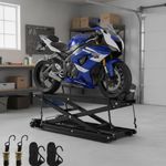 Hydraulic Motorcycle Lift 680kg Heavy Duty Jack Table with 3-Level Height Black