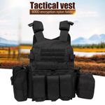 MILITARY ARMY TACTICAL VEST MOLLE PLATE CARRIER BLACK AIRSOFT