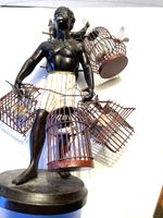 Antique Early 20 Th Century Cold Metal Nubian Bird Seller Figure 