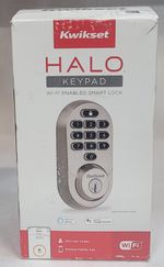 B Kwikset Halo Keypad Wi‑Fi Smart Lock Deadbolt Satin Nickel, Slight Blem READ