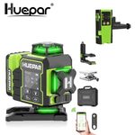 Huepar 4D Laser Level 360° Self-Leveling Cross Line with LCD Display W04CG+LR6RG