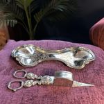 Antique Silver Plate Candle Snuffers Wick Trimmer Tray Georgian William IV Style