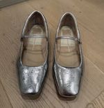 Dolce Vita Silver Leather Mary Jane Flats Square Toe Buckle Strap Women 7