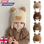 Baby wool hat cute bear ear protection hat children winter thickened warm