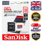 Sandisk Ultra Memory Micro SD card Sdxc Sdhc Class 10 32gb 64gb 128gb  Adapter