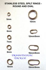 STRONG SPLIT RINGS, ROUND & OVAL, STAINLESS STEEL - SEA FISHING RIG LINKS