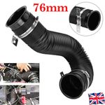 3" 76mm Air Intake Hose Flexible Pipe Filter Cold Feed Duct Induction Kit Black
