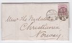 1876 QV 2½d ROSY MAUVE STAMP PLATE3 ON LIVERPOOL LETTER TO CHRISTIANIA NORWAY