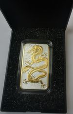 Silver Bullion Bar 2026 Australian Dragon PM  1oz .999 Gilded Edition