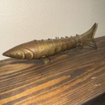 Vintage Large METAL ARTICULATED FISH Statue 8 In long Movable RARE