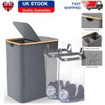 145L Large Laundry Basket Bin Bag Foldable Hamper 2 Compartment Double Sided Lid