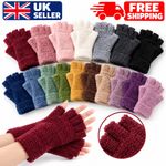 Ladies Women Soft Warm Half Finger Fashion Fluffy Coral Fleece Fingerless Gloves