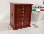 Coin Holder Medal Holder 15 Drawers Mahogany Color BLUE Trays