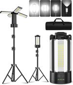 LED Work Light Tripod Stand Adjustable Height 4 Lights Workshop Camping Torch UK