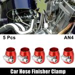5Pcs AN4 Hex Car Hose Finisher Pipe Clamp with Screw Band Adapter Fitting Red