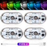 4pc Multicolor Car Interior Footwell LED Lights USB Touch Control Rechargeable.