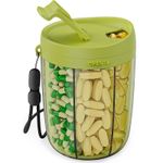 Cute Pill Dispenser with 6 Large Compartments, Portable Pill Bottle Organizer