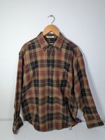 Orvis Men’s Heavyweight Cotton Flannel Plaid Shirt Workwear Country Overshirt