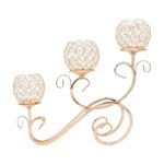 3-Arm Metal Candelabra with Crystal Pendants Sparkling for Celebrations