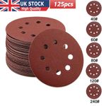 125X 125mm- 5" Sanding Discs 40 60 80 120 240 Mixed Grit Orbital Sander 8 Holes