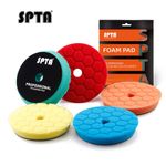 SPTA 5Pcs 5 inch (125mm) Hex-Logic Buffing Polishing Foam Pads for Car Polisher