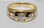 9ct Yellow Gold on Silver 3 Stone Men's Gypsy Ring P to Z + 1 -Simulated Diamond