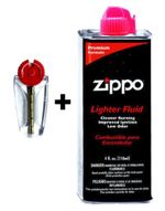 Zippo Premium Lighter Fuel Fluid 125ml + Pack Of 6 Zippo Flints UK